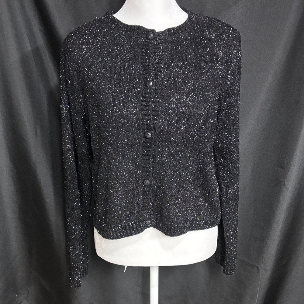 Ann Taylor Black Glitter Cardigan